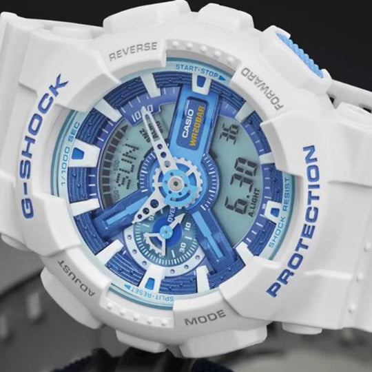 CASIO G-Shock Analog-Digital 'White Blue' GA-110WB-7A - KICKS CREW