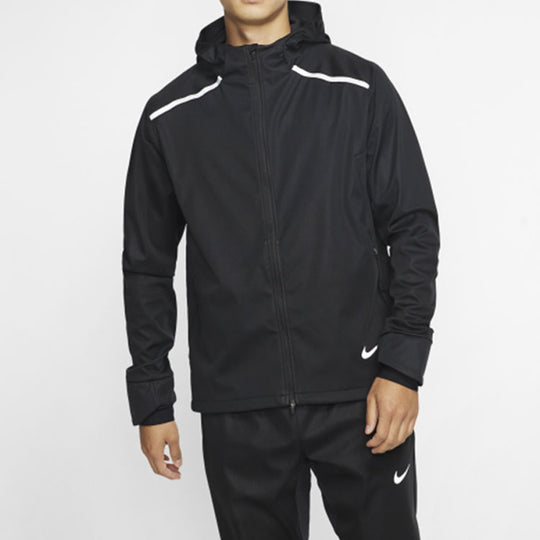 Nike Shield Reflective Zipper Sports Hooded Jacket Black BV4881-010 ...