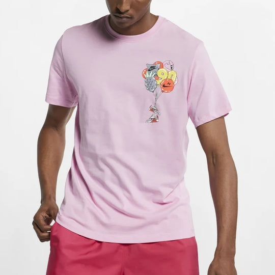 (WMNS) Nike Logo Multi-Color Graffiti Short Sleeve Pink BQ0705-629