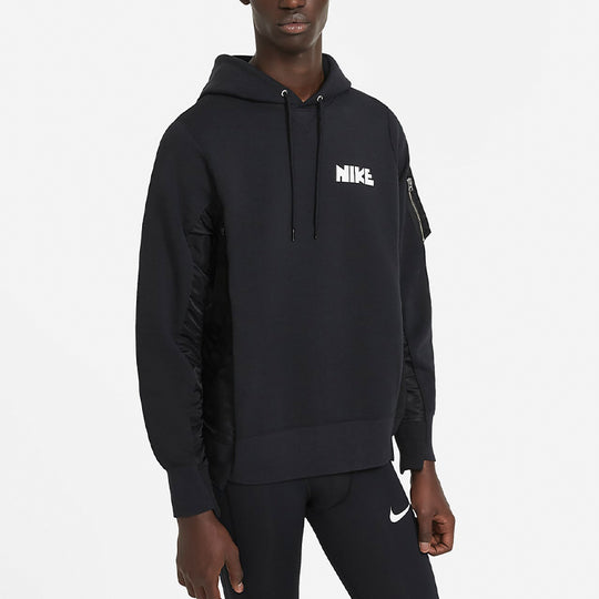 Nike x Sacai Joint Frock Stitched Pullover Hooded Sweater Unisex Black