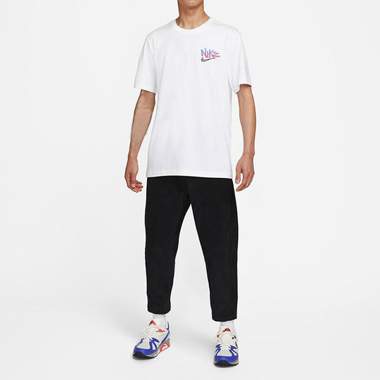 Nike Sportswear Back Logo Alphabet Abstract Pattern Round Neck Short S ...