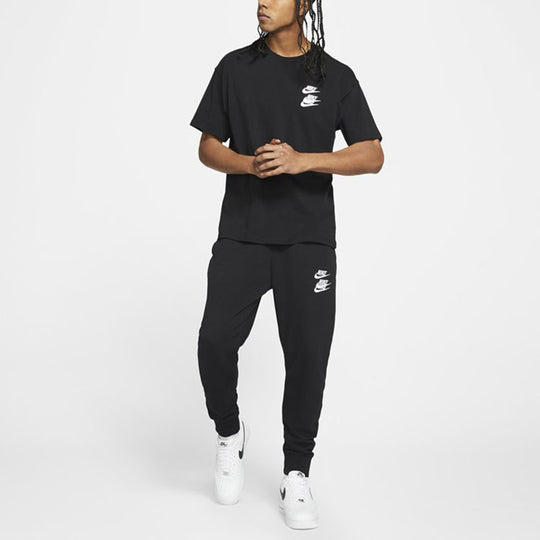 Nike Sportswear Around the world Subject Embroidered Logo ribbed Round Neck Short Sleeve Black DR1210-010