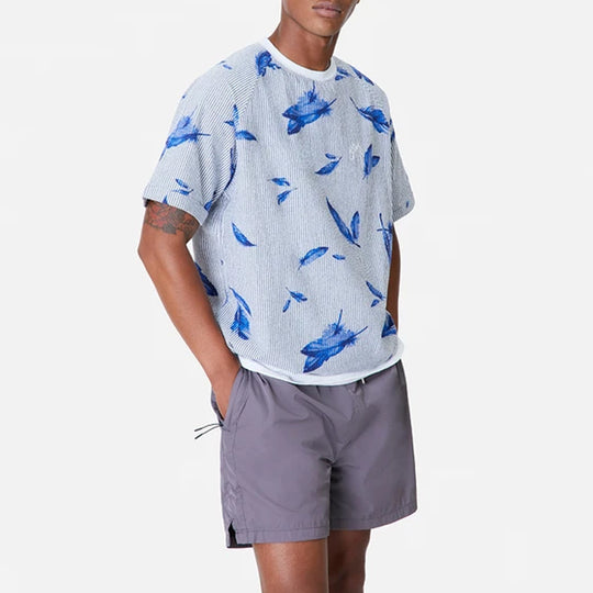 KITH Howard Seersucker Shirt Printing Short Sleeve Unisex Blue