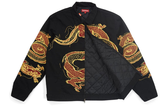 Supreme FW18 Dragon Work Jacket Black Dragon Robe China Embroidered Unisex  SUP-FW18-424