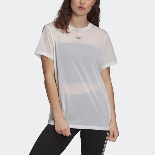 (WMNS) adidas originals Mesh T Shirt Hollow Out Logo Sports Short Sleeve White FM1970