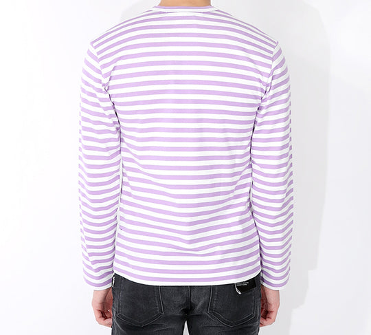 COMME des GARCONS PLAY Striped Mini Logo Long Sleeves Tee 'Pink'  AZ-T218-051-4