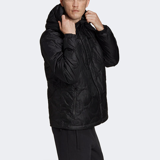 adidas originals Sports Zipper hooded Long Sleeves Down Jacket Black H ...