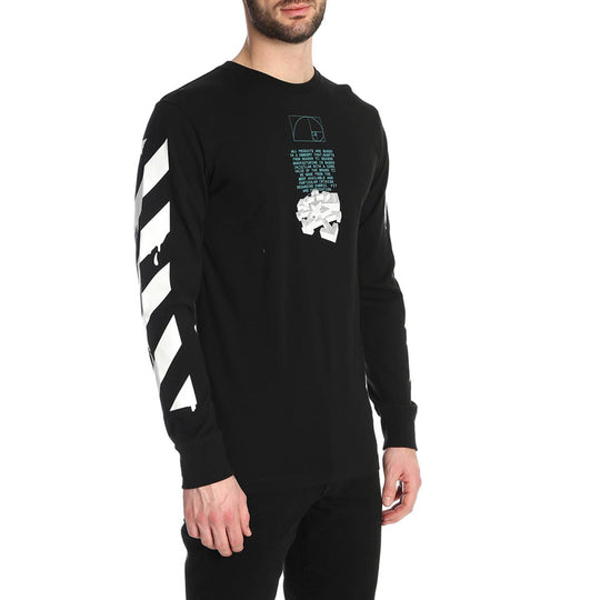 Off-White Dripping Arrows Logo Arrow Printing Long Sleeves Black OMAB001R201850051001