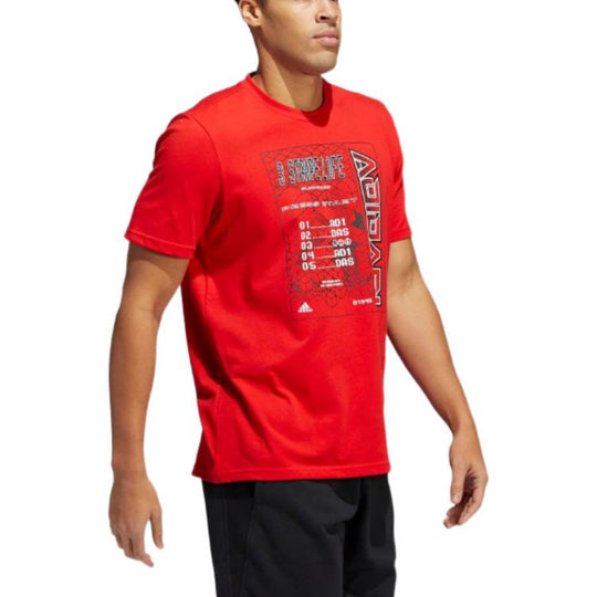 Men's adidas Logo Alphabet Printing Round Neck Pullover Short Sleeve Japanese Version Red T-Shirt HE4829