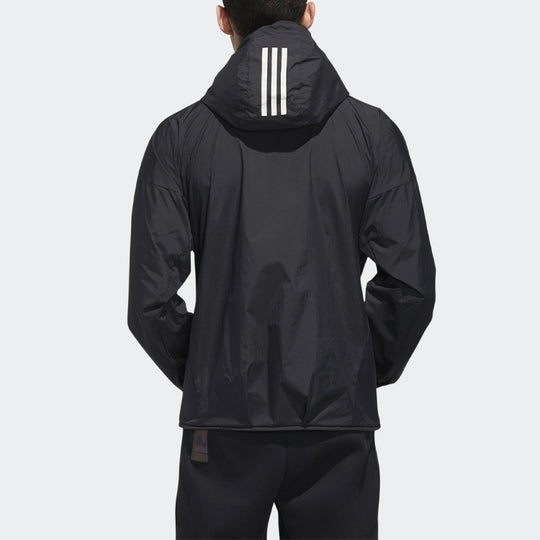 adidas logo Loose Casual Hooded Jacket Black FM5409