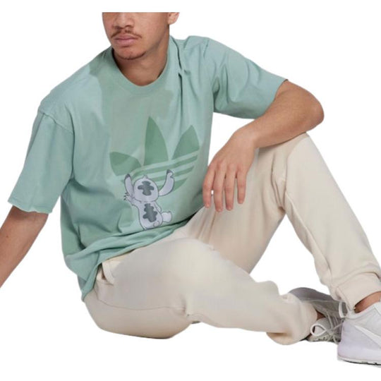 Adidas Originals x Disney Crossover Solid Color Stitch Cartoon Pattern Printing Short Sleeve Lavender T-Shirt Ht3941 US XXS
