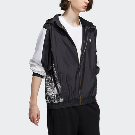 adidas originals Zipper Sports Hooded Jacket Black HD9077