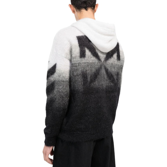 Men's Off-White Colorblock Drawstring Zipper Knit Jacket Black  OMHA132C99KNI0011010