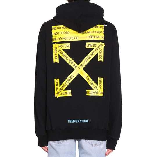 Off white fire line sales tape hoodie