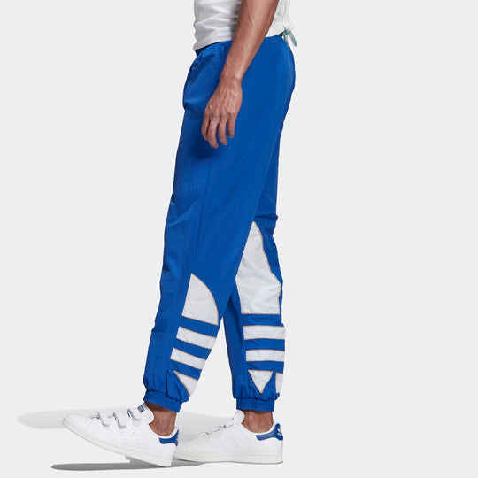 Men's adidas originals Colorblock Large Logo Loose Bundle Feet Sports Pants/Trousers/Joggers Royal Blue GE0817