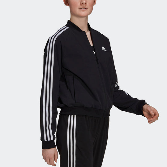 (WMNS) adidas Stripe Splicing Sports Training Long Sleeves Jacket Black GS1352