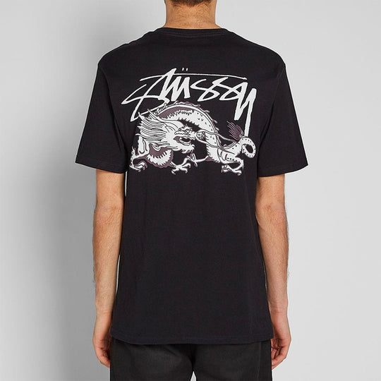 Stussy Dynasty Classic Dragon Printing Short Sleeve Unisex Black