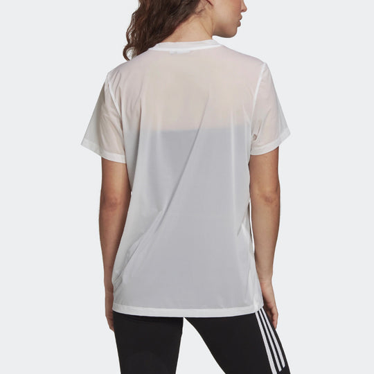 (WMNS) adidas originals Mesh T Shirt Hollow Out Logo Sports Short Sleeve White FM1970