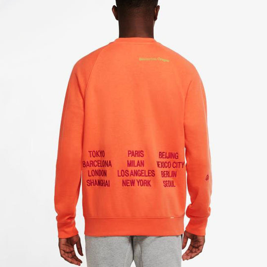 Nike As M Nsw Ft Crw Wtour Embroidered Pattern Round Neck Long Sleeves  Orange DD0883-842