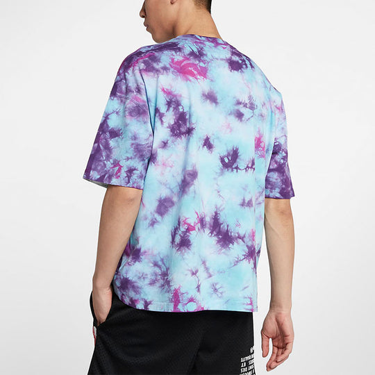 Men's Jordan Brand Tie Dye Printing Basketball Sports Short Sleeve Purple T-Shirt CD9661-100 T-shirts - KICKSCREW