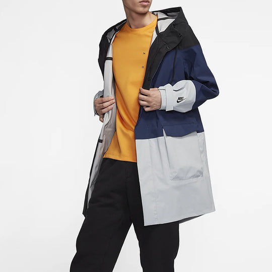 Men's Nike Lab Colorblock Sports Hooded Windbreaker Jacket Multicolor  'Black Navy Grey' CD6391-010