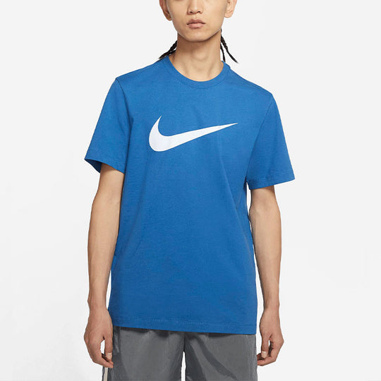 Nike Sportswear Swoosh Casual Sports Round Neck Short Sleeve Blue DC50 ...