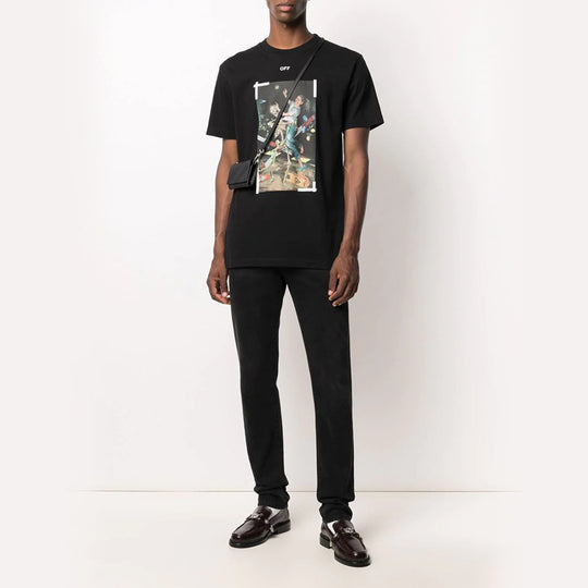 Off-White Painting Printing Short Sleeve Black OMAA027F20FAB0171001