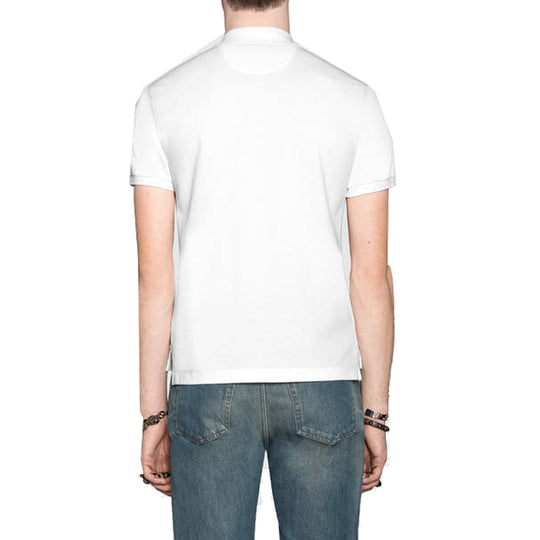 GUCCI Shield Cotton Short-Sleeved Polo Shirt For Men White 408322-X733 -  KICKS CREW