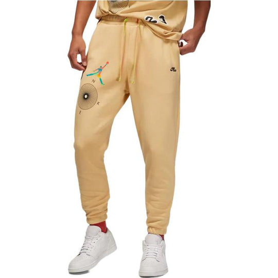 Air Jordan Word Embroidered Drawstring Casual Joggers/Pants/Trousers Men's Brown DQ8016-252