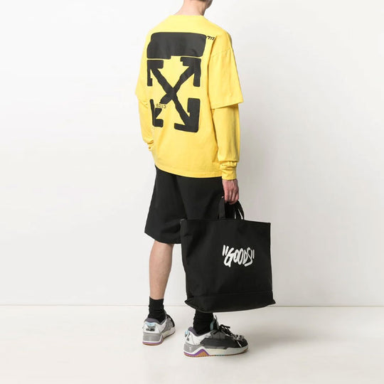 OFF-WHITE Casual Alphabet Printing Long Sleeves Version Yellow OMAB022S21JER0051910 T-shirts - KICKSCREW