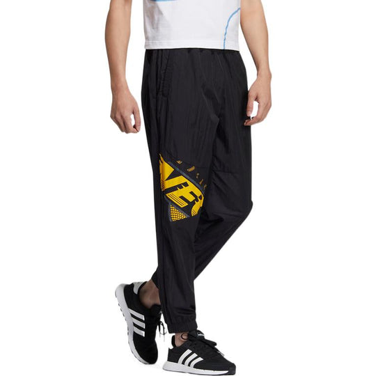 Men's adidas neo Basketball Series Alphabet Printing Lacing Bundle Feet Sports Pants/Trousers/Joggers Black HM9989