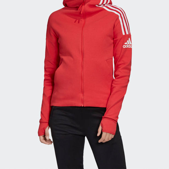 (WMNS) adidas Alphabet Printing Hooded Jacket Red FL1958