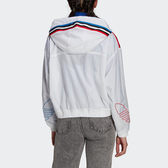 (WMNS) adidas originals Windbreaker Sports Hooded Jacket White GT8472 ...