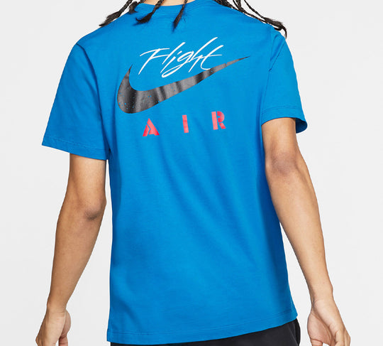 Air Jordan 4 Legacy Printing Pattern Short Sleeve T-shirt Blue CQ8298-460 T-shirts - KICKSCREW