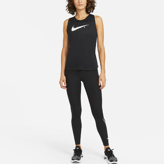 (WMNS) Nike Swoosh Run Logo Fitness Pants Black DA1146-010 - KICKS CREW
