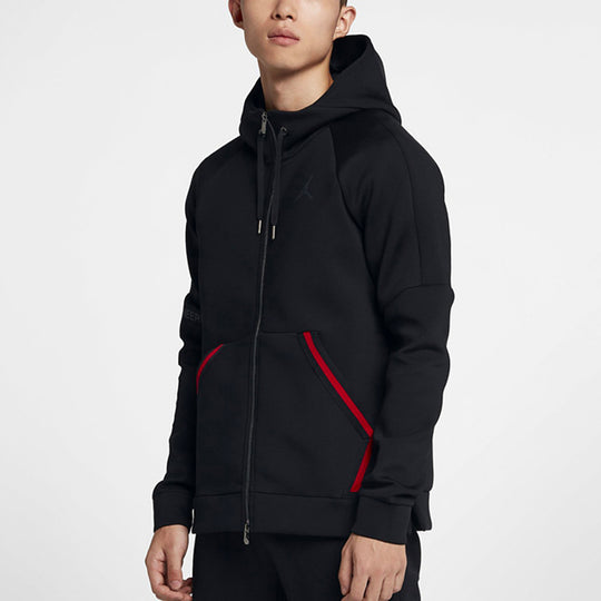 Air Jordan logo Splicing Zipper Sports Hooded Jacket Men's Black CK134 ...