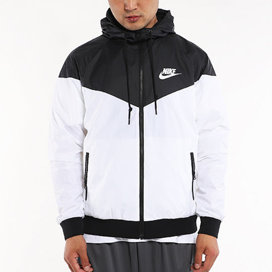 Nike Woven Windproof Athleisure Casual Sports Colorblock Hooded Jacket ...