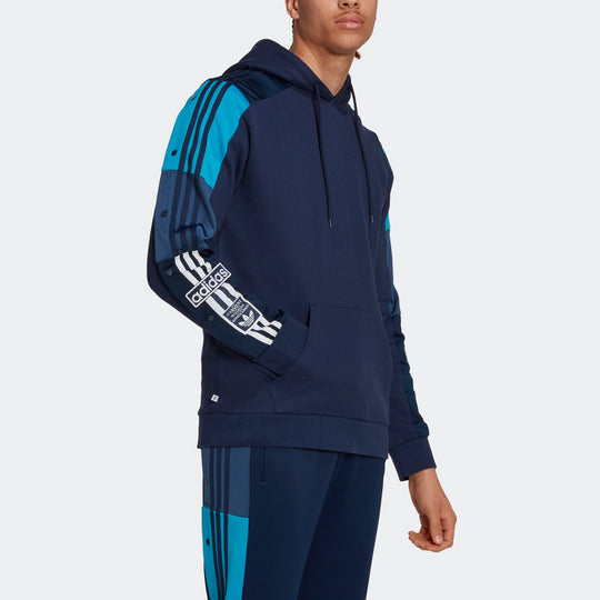 Men's adidas originals Re-process Hdie Sleeve Side Classic Drawstring Hooded Long Sleeves Blue HK7478