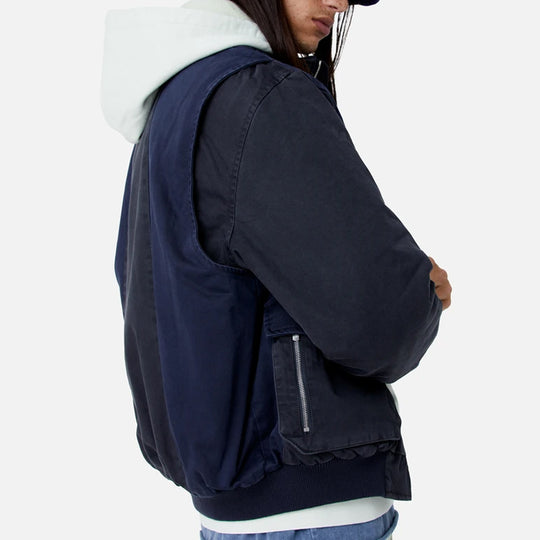 KITH Colorblocked Sateen Bomber Jacket Navy Blue KH1207-102