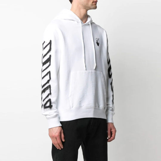 Men's OFF-WHITE SS21 Spray Marker Logo Printing Hoodie Loose Fit White OMBB034S21FLE0040110 Hoodie - KICKSCREW