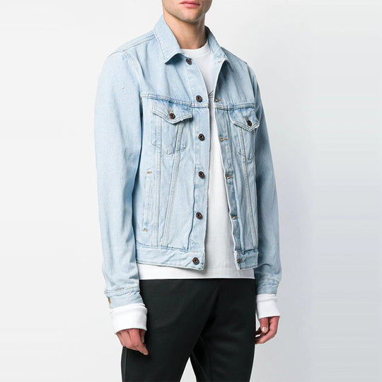 Off-White Logo Printing Denim Jacket Light Blue OMYE019S193860167188 ...