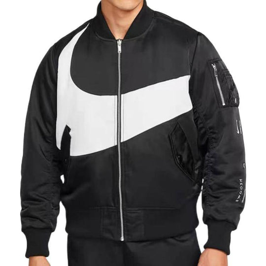 NIKE MENS SPORTSWEAR REVERSIBLE BOMBER JACKET - ALL SIZES BLACK/WHITE  DR7020-010