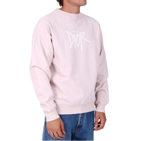DIOR And Shawn Stussy Oversized Logo Print Sweatshirt For Men Pink  033J604B0531-C400