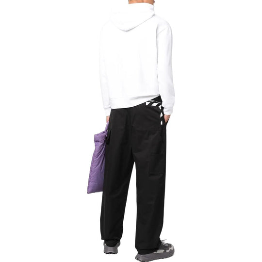 Men's Off-White FW22 Solid Color Stripe Printing Straight Casual Pants/Trousers Loose Fit Black OMCA207C99FAB0011001