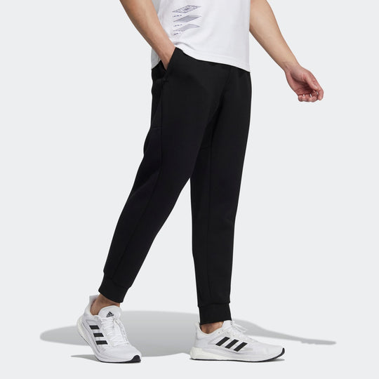 Men's adidas Solid Color Sports Pants/Trousers/Joggers Black H39217