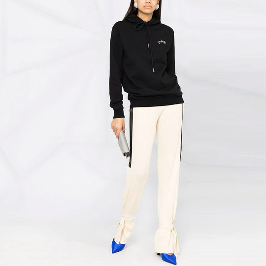 (WMNS) Off-White Flower Embroidered Arrow Hoodie Black OWBB035R21JER0031084