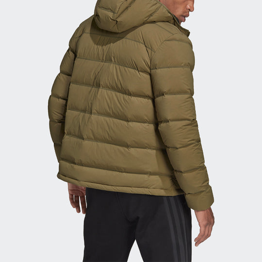 adidas Helionic Hooded Down Jacket - Green, Men's Hiking