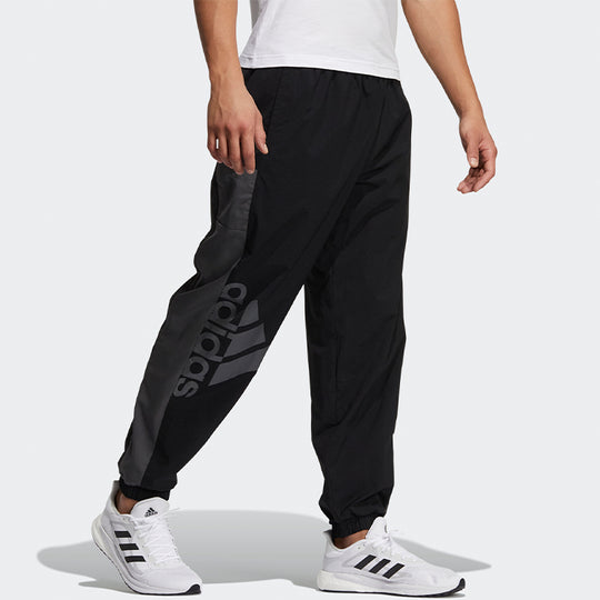 adidas Logo Alphabet Printing Colorblock Bundle Feet Sports Pants Black GN0784