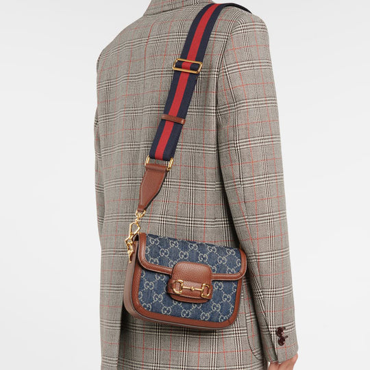 Gucci Denim And Leather Mini Horsebit 1955 Mini Crossbody Bag