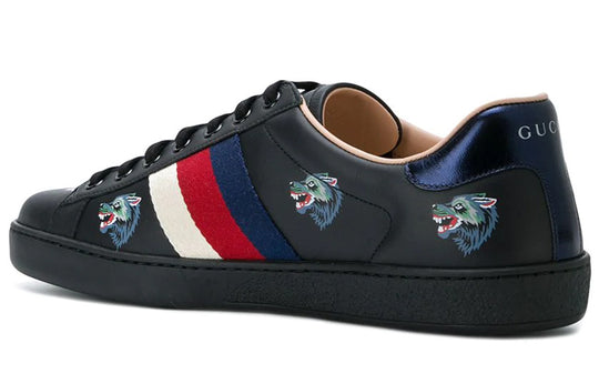 Gucci Wolf Pattern Casual Skate Shoes Black 386750-0H810-1162